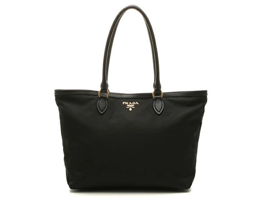 Prada Shoulder Tote Bag Tessuto Black Calfskin
